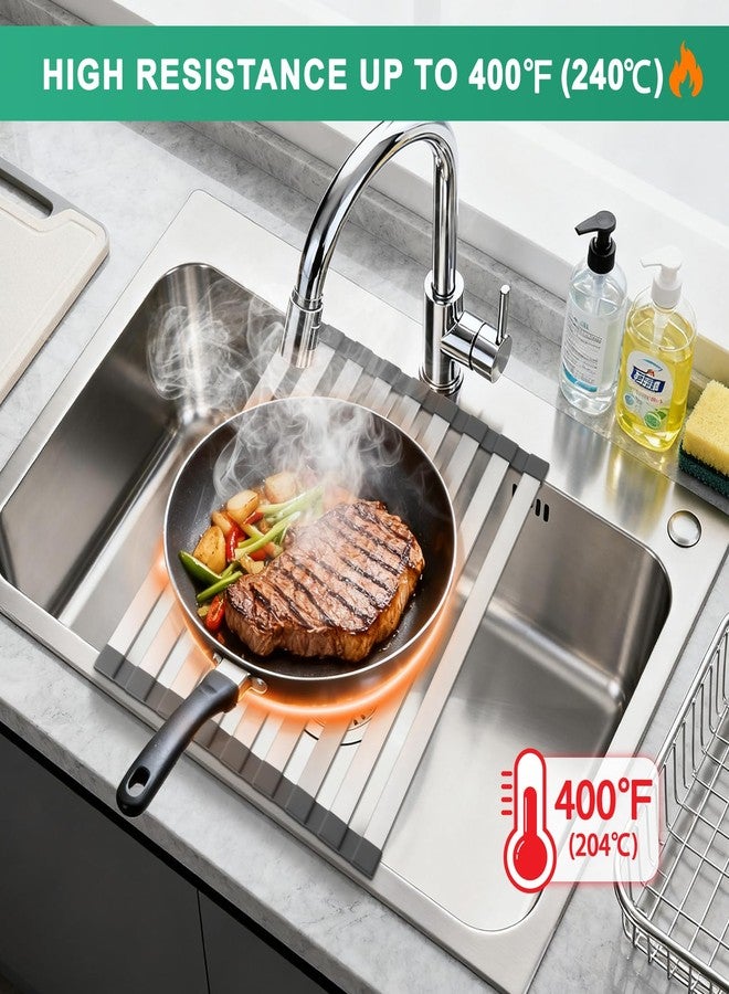 Hobychild 16.5" X 13" Roll Up Dish Drying Rack，Over The Sink Drying Rack 304 Stainless Steel Foldable Heat-Resistant Dishes Drainer for Kitchen and RV Sink Counter - Image 5